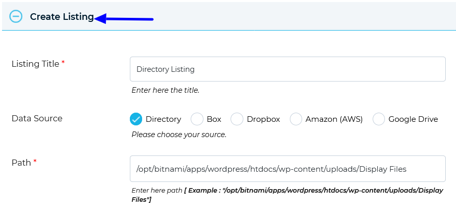 Create Directory Listing