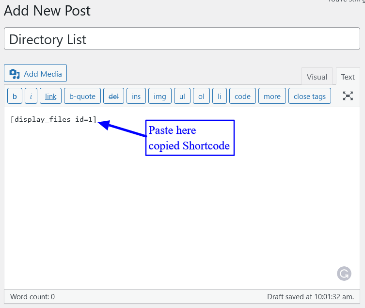 Paste Copied Shortcodes